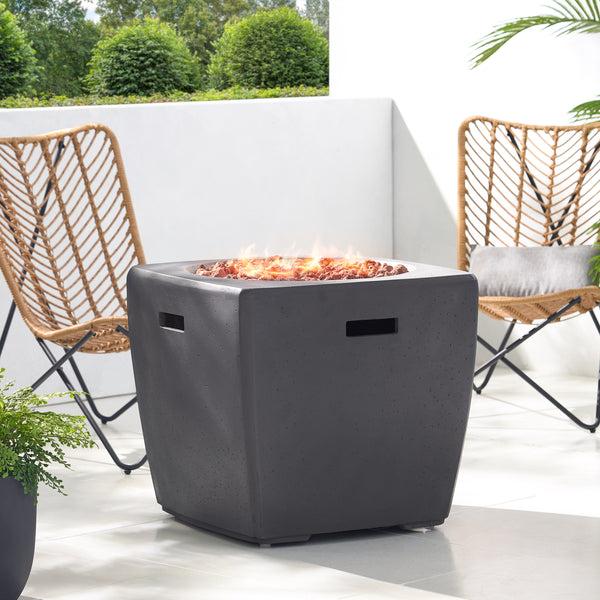 Gdf Studio Andreson Outdoor 40 000 BTU Lightweight Concrete Square Fire Pit Dark Gray