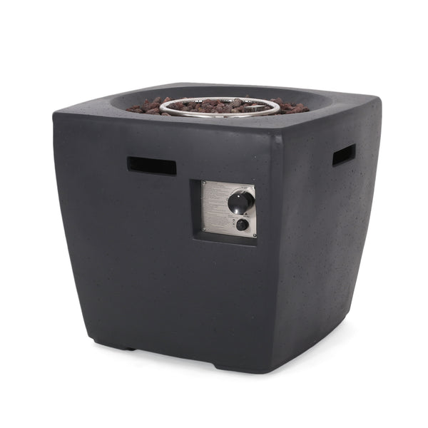 gdf studio Andreson Outdoor 40 000 BTU Lightweight Concrete Square Fire Pit Dark Gray