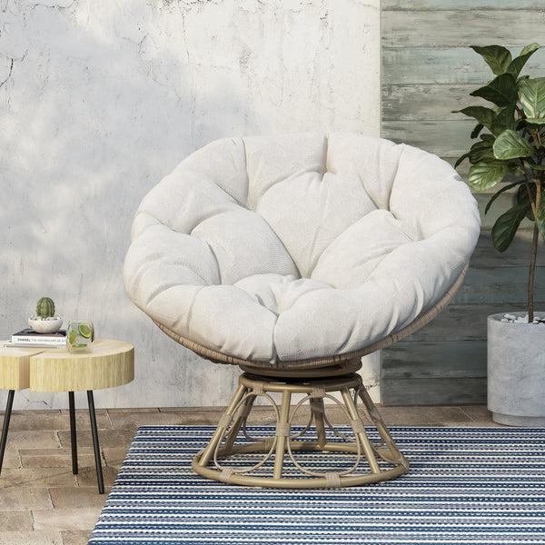 Gdf Studio Andrus Outdoor Papasan Swivel Chair With Cushion