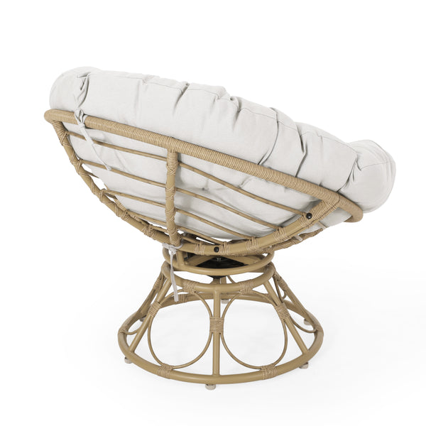 Gdf Studio Andrus Outdoor Papasan Swivel Chair With Cushion