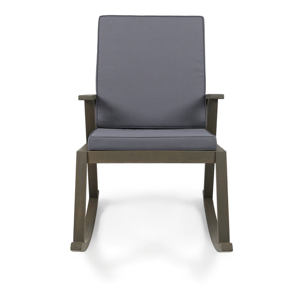 Gdf Studio Andy Outdoor Acacia Wood Rocking Chair With Water-Resistant Cushions