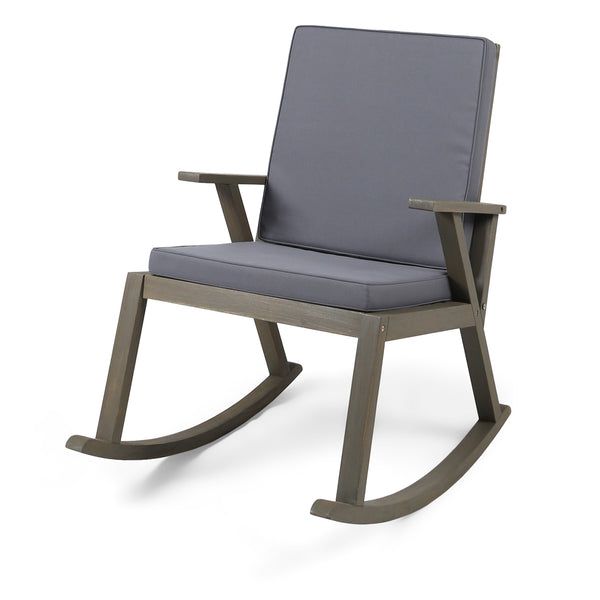 gdf studio Andy Outdoor Acacia Wood Rocking Chair with Water-Resistant Cushions