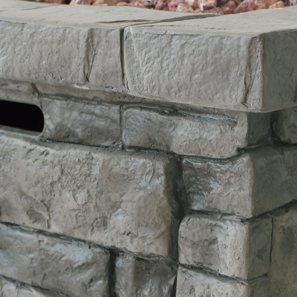 Gdf Studio Angeleno Outdoor Square Gray Lightweight Concrete Fire Pit With Stone Finish