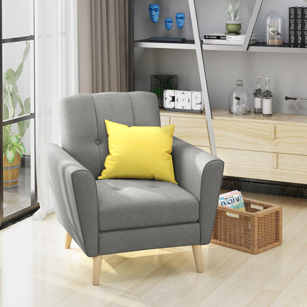Gdf Studio Angelica Mid Century Button Tufted Fabric Club Chair With Channel Stitching