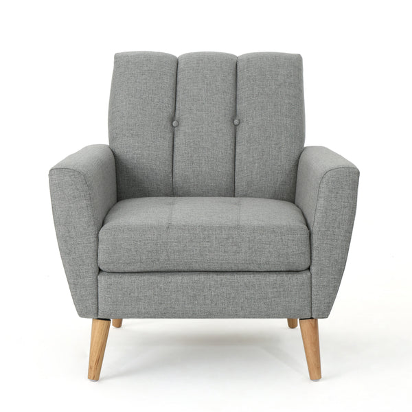 gdf studio Angelica Mid Century Button Tufted Fabric Club Chair with Channel Stitching