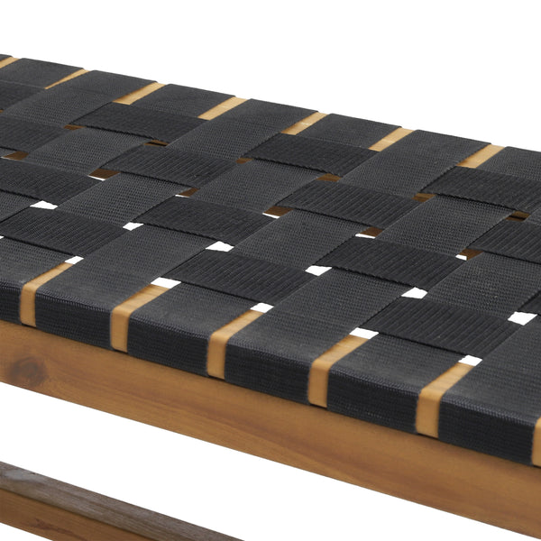 Gdf Studio Angie Outdoor Acacia Wood Bench With Rope Seating