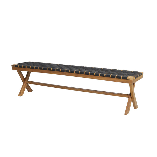 gdf studio Angie Outdoor Acacia Wood Bench with Rope Seating