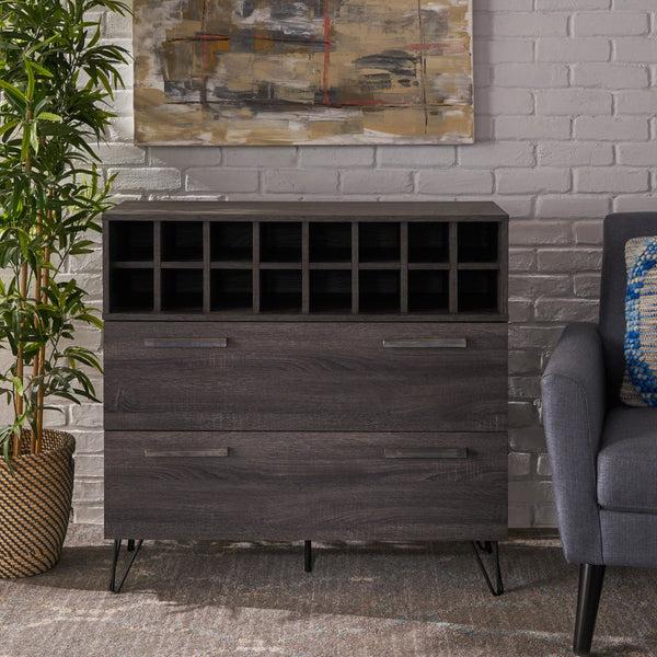 Gdf Studio Annabelle Mid Century Modern Wine Rack Bar Cabinet
