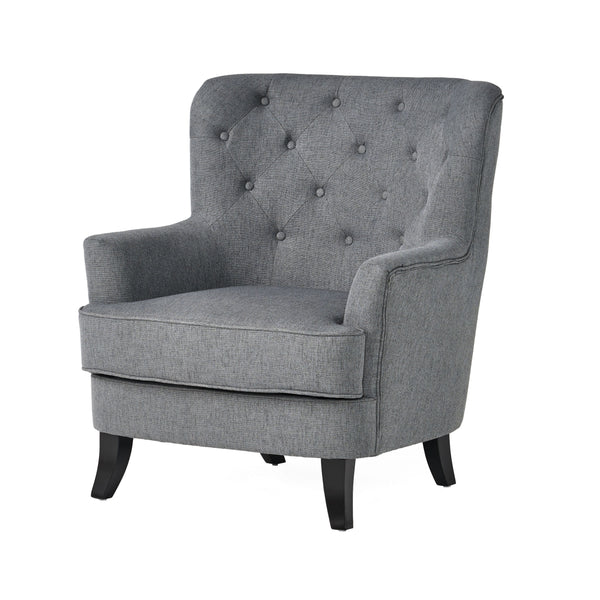 gdf studio Annelia Contemporary Button Tufted Upholstered Fabric Club chair w/ Piped Edges