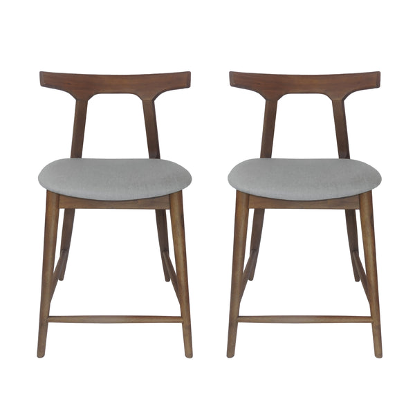 Gdf Studio Annett Mid Century Modern Fabric Upholstered Wood 24.5 Inch Counter Stools (Set Of 2)