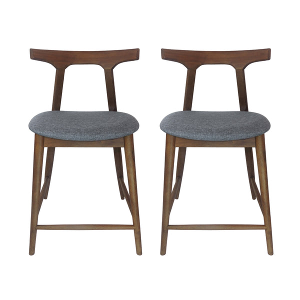 gdf studio Annett Mid Century Modern Fabric Upholstered Wood 24.5 Inch Counter Stools (Set of 2)