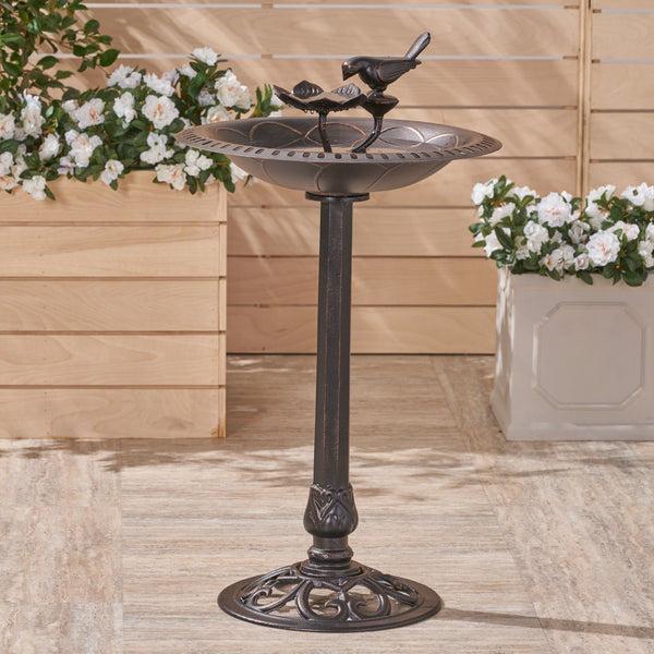 Gdf Studio Anso Outdoor Aluminum And Iron Bird Bath Shiny Copper