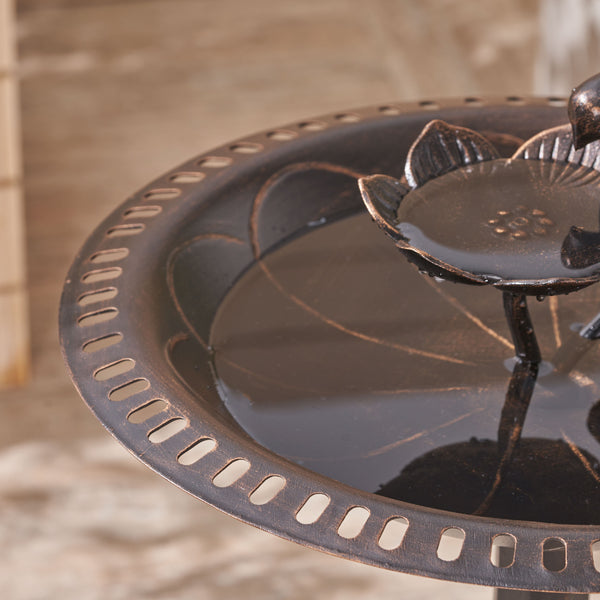 Gdf Studio Anso Outdoor Aluminum And Iron Bird Bath Shiny Copper