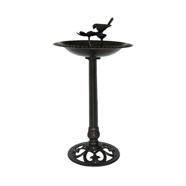 gdf studio Anso Outdoor Aluminum and Iron Bird Bath Shiny Copper