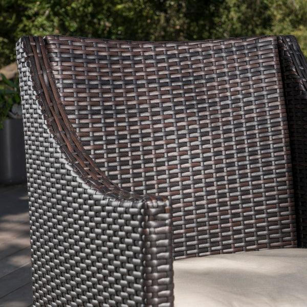 Gdf Studio Antioch Outdoor Wicker Dining Chairs With Water Resistant Cushions (Set Of 2)