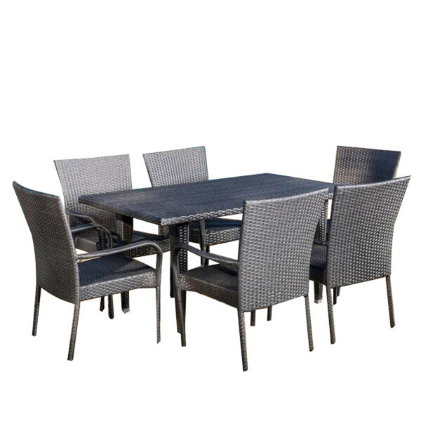 gdf studio Antonio Outdoor 7-piece Grey Wicker Dining Set