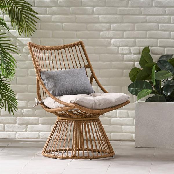 Gdf Studio Apulia Outdoor Wicker Club Chair With Cushions
