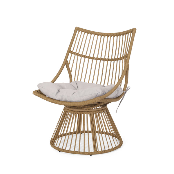 Gdf Studio Apulia Outdoor Wicker Club Chair With Cushions