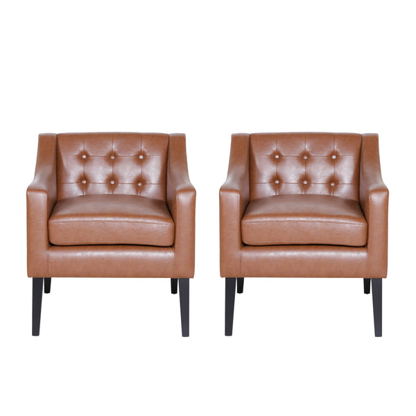 Gdf Studio Aragon Contemporary Faux Leather Tufted Accent Chairs Set Of 2