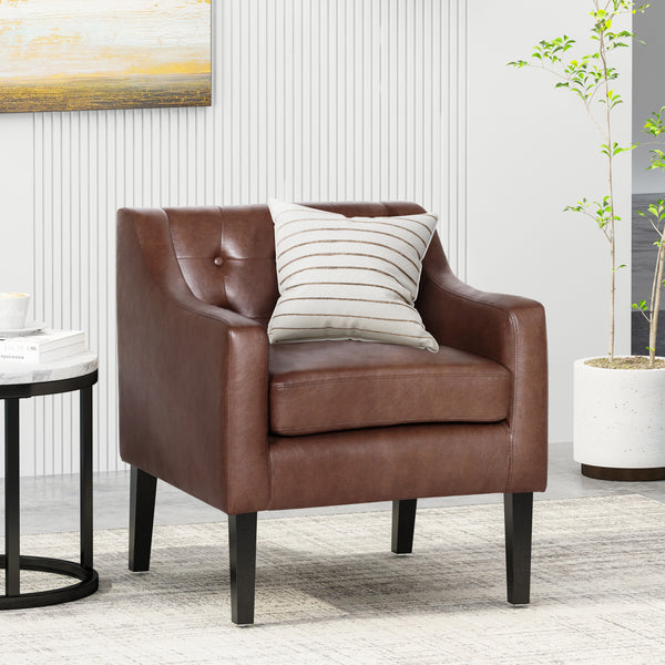 gdf studio Aragon Contemporary Faux Leather Tufted Accent Chair