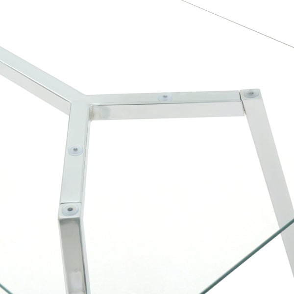 Gdf Studio Arbutus Modern Glam Glass Top Dining Table Clear And Chrome