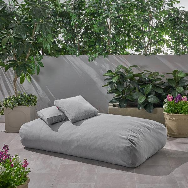 Gdf Studio Arcelia Outdoor Water Resistant 6X3 Lounger Bean Bag And 18" Throw Pillows Set