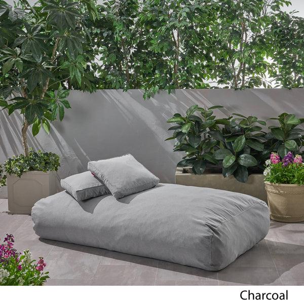 Gdf Studio Arcelia Outdoor Water Resistant 6X3 Lounger Bean Bag And 18" Throw Pillows Set