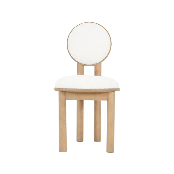 Gdf Studio Ardene Polyester Beige Fabric Dining Chair With Wooden Frame (Set Of 2)