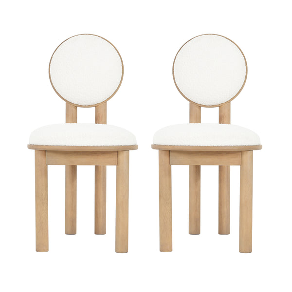 gdf studio Ardene Polyester Beige Fabric Dining Chair with wooden frame (Set of 2)