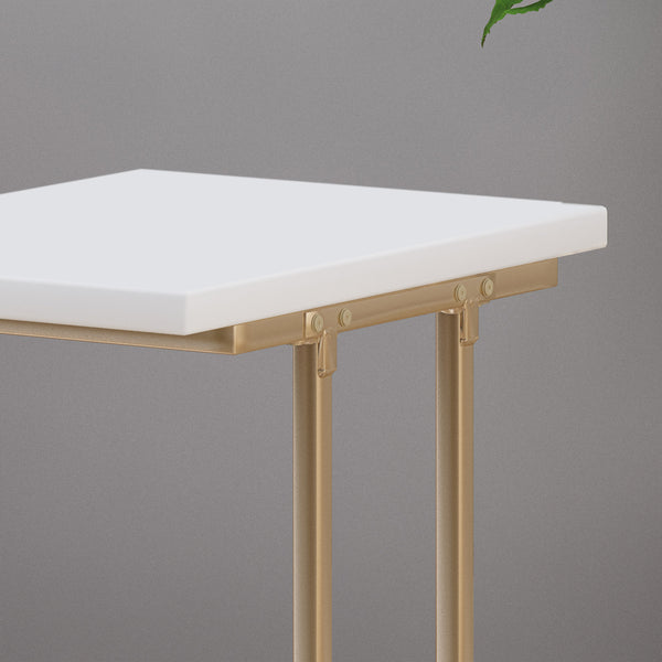 Gdf Studio Ariade Modern Glam C Side Table Set Of 2 White And Champagne Gold