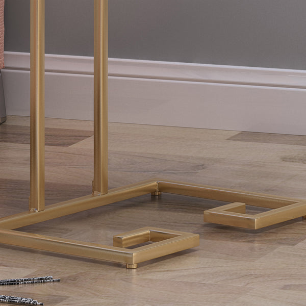 Gdf Studio Ariade Modern Glam C Side Table Set Of 2 White And Champagne Gold