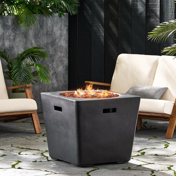 Gdf Studio Arianna Outdoor 40 000 BTU Lightweight Concrete Square Fire Pit Dark Gray