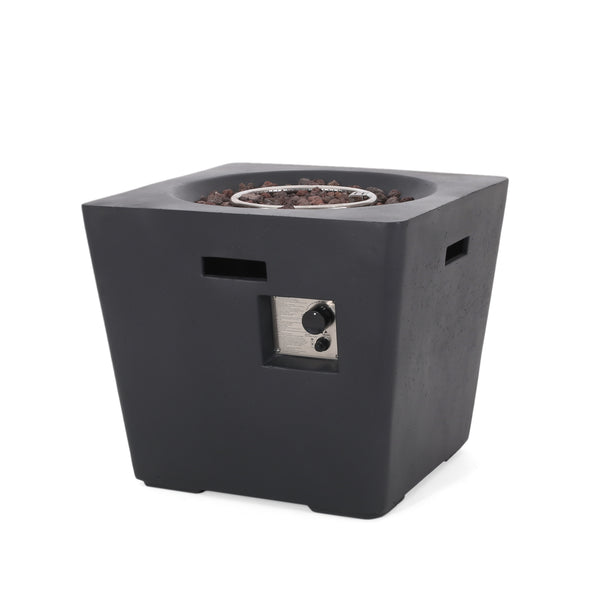 gdf studio Arianna Outdoor 40 000 BTU Lightweight Concrete Square Fire Pit Dark Gray