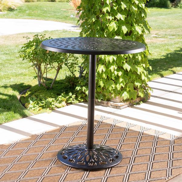 Gdf Studio Arianna Outdoor Cast Aluminum Patina Copper Bar Table