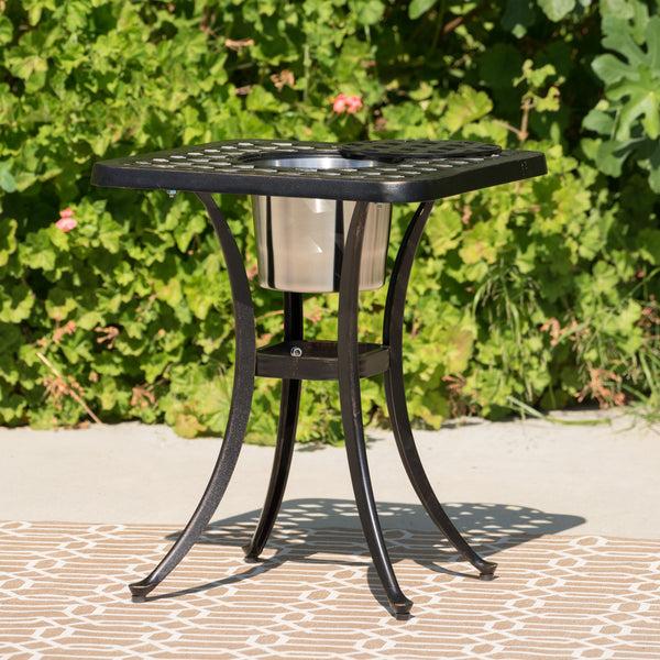 Gdf Studio Ariel Outdoor 3 Piece Patina Copper Finish Cast Aluminum Bistro Set