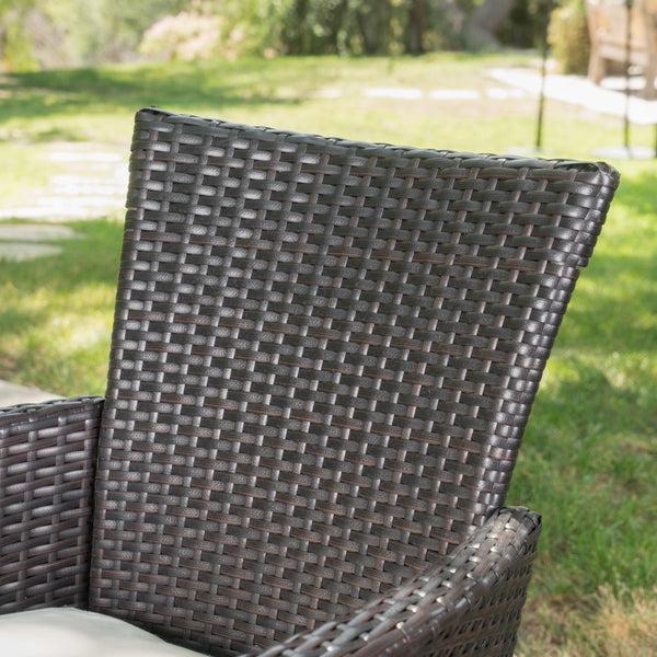 Gdf Studio Ariel Outdoor 3Pc Wicker Bistro Set W/ Water Resistant Cushions