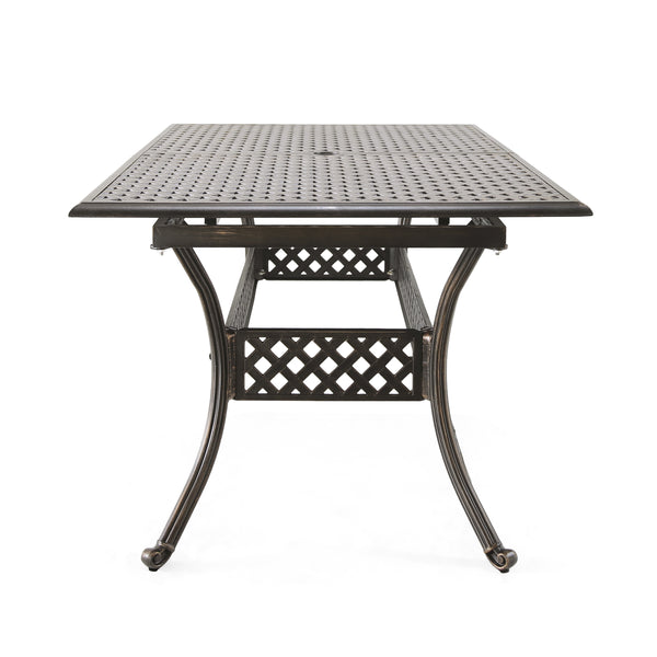 Gdf Studio Ariel Outdoor Patina Copper Finish Expandable Dining Table