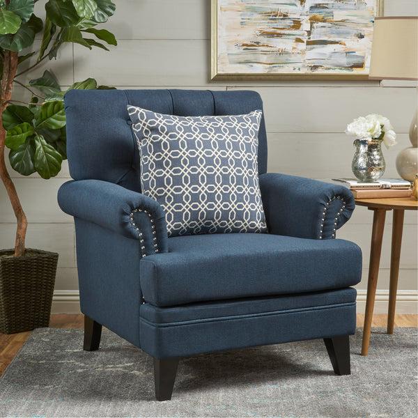 Gdf Studio Arielle Plush Tufted Back Fabric Club Armchair
