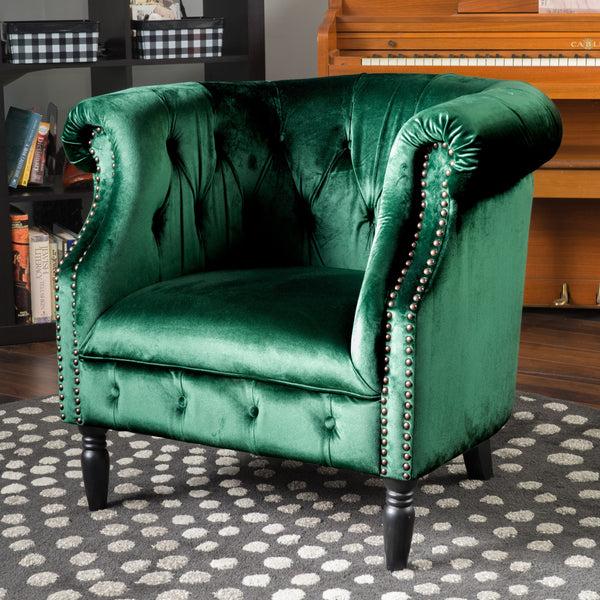 Gdf Studio Aries Button-Tufted Velvet Rolled Back Tub Design Club Chair