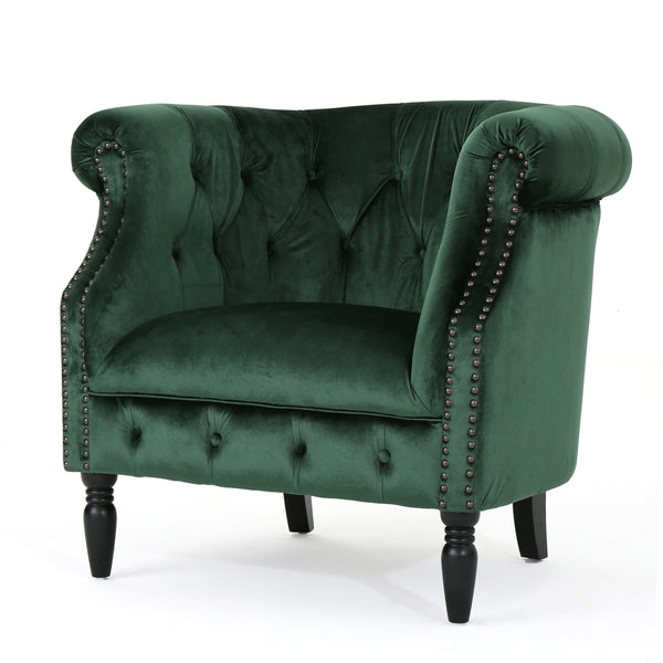 gdf studio Aries Button-Tufted Velvet Rolled Back Tub Design Club Chair