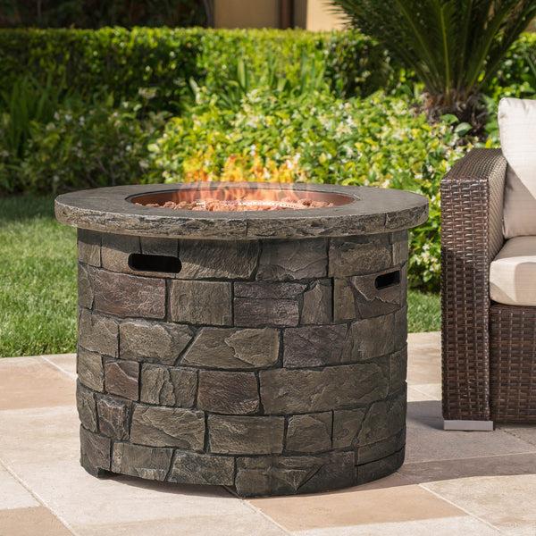 Gdf Studio Arlana Outdoor 40 000 BTU Lightweight Concrete Circular Fire Pit