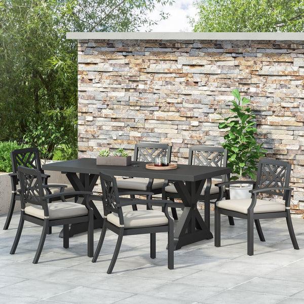 Gdf Studio Arlene Waterford Outdoor Aluminum 7 Piece Dining Set