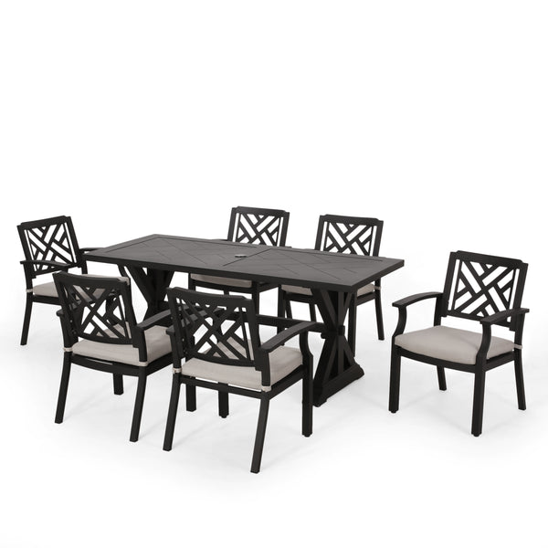gdf studio Arlene Waterford Outdoor Aluminum 7 Piece Dining Set