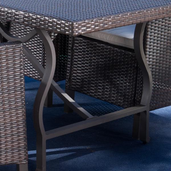 Gdf Studio Arlone Outdoor 7 Piece Wicker Dining Set With Aluminum Framed Dining Table