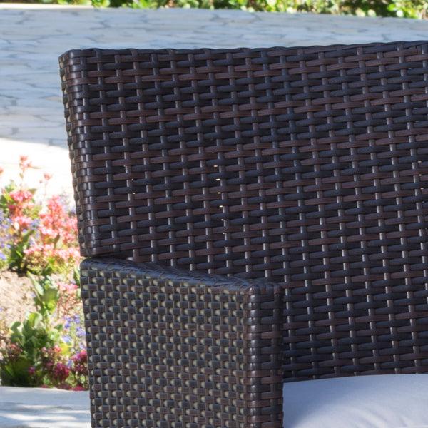 Gdf Studio Arlone Outdoor 7 Piece Wicker Dining Set With Aluminum Framed Dining Table