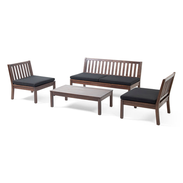 gdf studio Arth Outdoor Acacia Wood Chat Set with Coffee Table