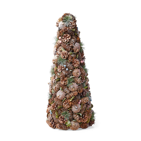 gdf studio Artificial Pre Decorated Pinecone and Glitter Tabletop Christmas Tree