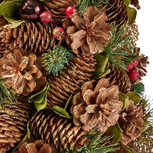Gdf Studio Artificial Pre Decorated Pinecone And Glitter Tabletop Christmas Tree