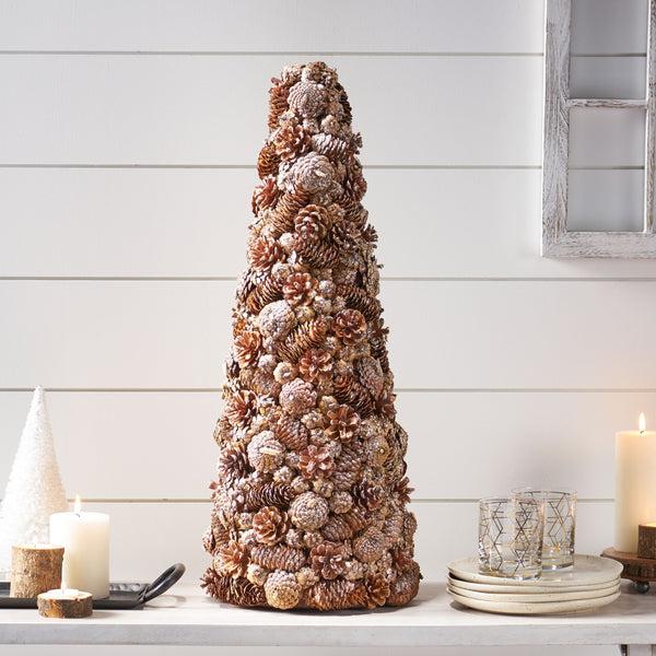 Gdf Studio Artificial Pre Decorated Pinecone And Glitter Tabletop Christmas Tree