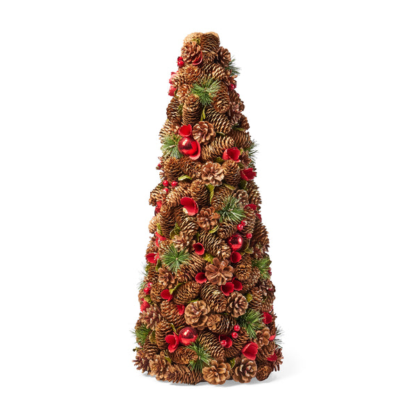 gdf studio Artificial Pre Decorated Pinecone and Glitter Tabletop Christmas Tree
